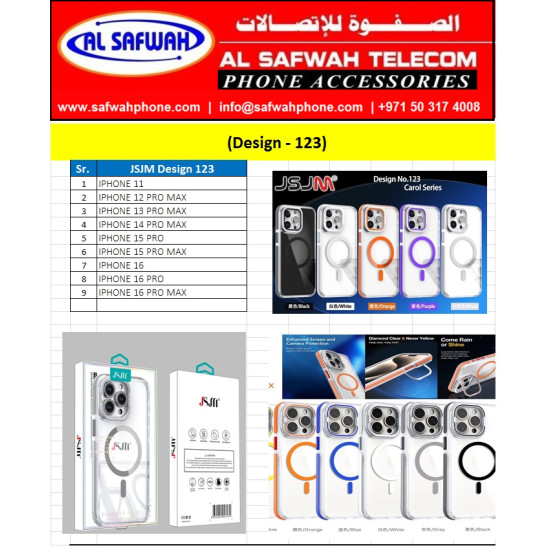 (Design-123) JSJM Mag Safe Camera Glass Stand Back Case