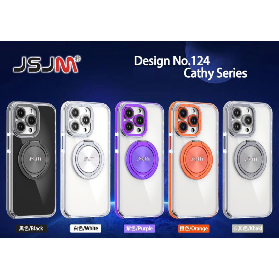 (Design-124) JSJM 360 Mag Safe + Camera Glass + Stand Back Case