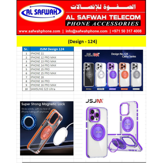 (Design-124) JSJM 360 Mag Safe + Camera Glass + Stand Back Case