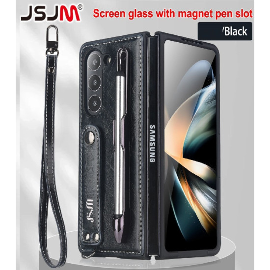 Case For Galaxy Z Fold 3 Grip with Stand Case with Front Cover Glass  ( Design - 126 )