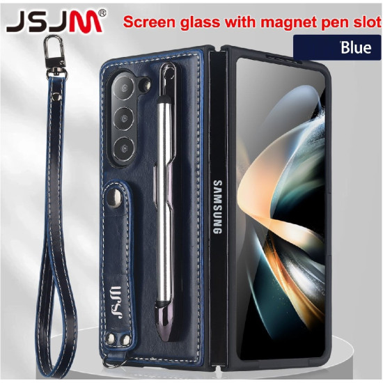 Case For Galaxy Z Fold 3 Grip with Stand Case with Front Cover Glass  ( Design - 126 )