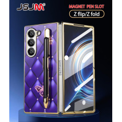 Galaxy Z Fold 5 with Magnetic Pen - JSJM Back Case With Magnetic Plating Protective Cover  with Front Cover Glass ( Design - 133 )