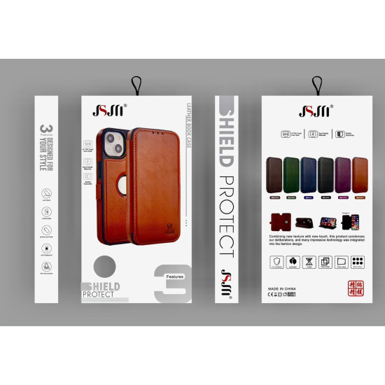 Case For iPhone 15 Pro JSJM Leather Flip Case With Card Holder For Apple iPhone 15 Pro ( Design - 82 )
