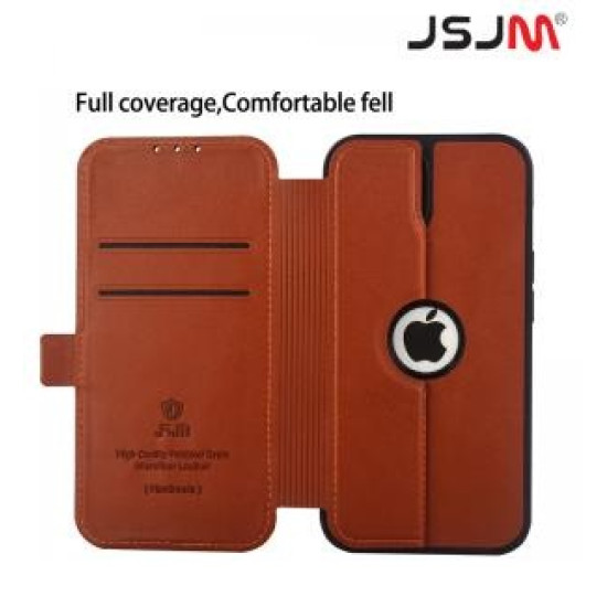 Case For iPhone 15 Pro JSJM Leather Flip Case With Card Holder For Apple iPhone 15 Pro ( Design - 82 )