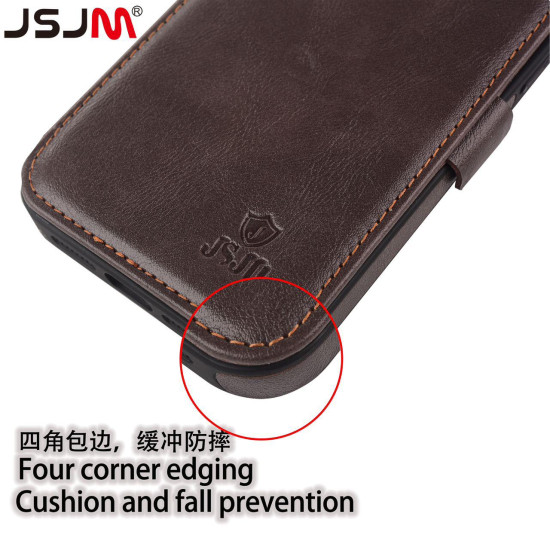 Case For iPhone 15 Pro JSJM Leather Flip Case With Card Holder For Apple iPhone 15 Pro ( Design - 82 )