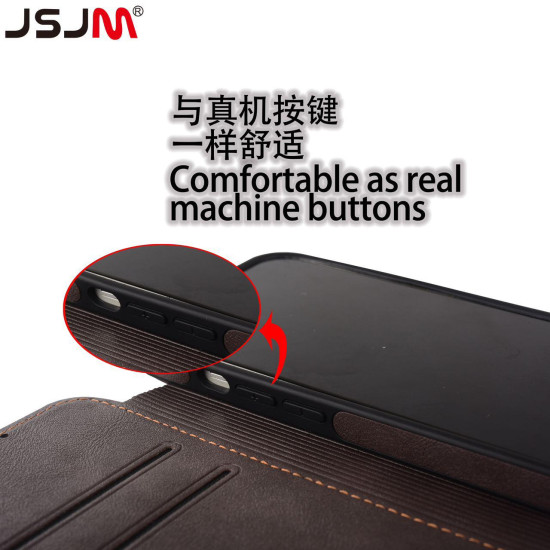 Case For iPhone 15 Pro JSJM Leather Flip Case With Card Holder For Apple iPhone 15 Pro ( Design - 82 )