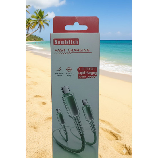 NUMBFISH - 3 in 1 Fast Charging Cable,Light-up Multi Charger Cable