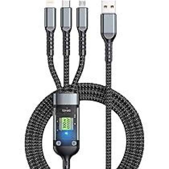 NUMBFISH - 3-in-1 Multi USB Charger, Type-C, Micro USB & Lightning, Durable Nylon Braided, Universal 100W Fast Charging