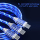 NUMBFISH - 3 in 1 Fast Charging Cable,Light-up Multi Charger Cable with LED Light 