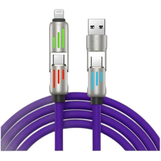 NUMBFISH - 4-in-1 USB C Cable, Multi Charger Cable with Breathing Light, Fast Charging