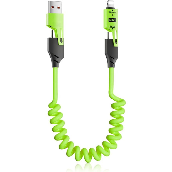 NUMBFISH - 4-in-1 USB C Cable, Multi Charger Cable With Breathing Light, Fast Charging With Spring Wire