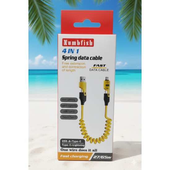 NUMBFISH - 4-in-1 USB C Cable, Multi Charger Cable With Breathing Light, Fast Charging With Spring Wire